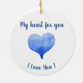 Ik hou van je Cute Blue Heart Valentijnsdag Keramisch Ornament (Achterkant)