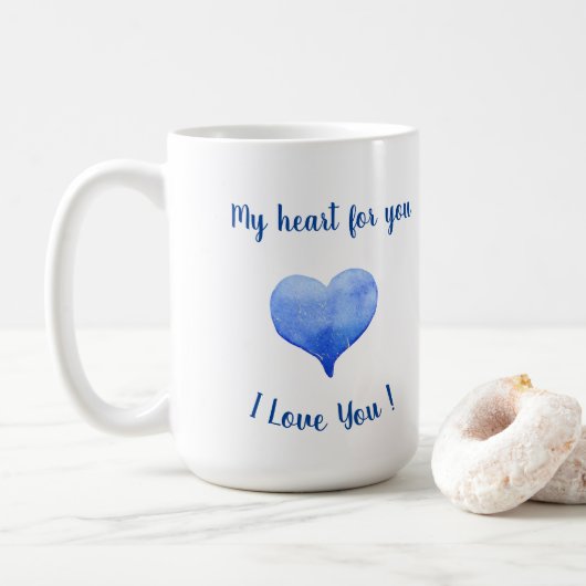 Ik hou van je Cute Blue Heart Valentijnsdag Koffiemok (Met donut)