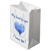 Ik hou van je Cute Blue Heart Valentijnsdag Medium Cadeauzakje (Voorkant Gekanteld)