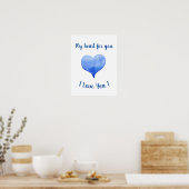 Ik hou van je Cute Blue Heart Valentijnsdag Poster (Keuken)