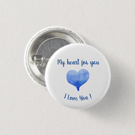 Ik hou van je Cute Blue Heart Valentijnsdag Ronde Button 3,2 Cm
