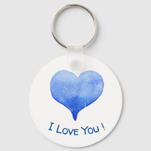 Ik hou van je Cute Blue Heart Valentijnsdag Sleutelhanger