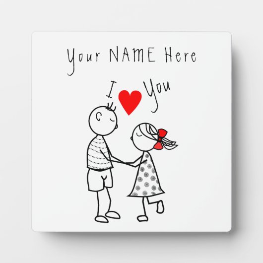 Ik hou van je - Cute Couple - Aangepaste tekst / n Fotoplaat (Voorkant)