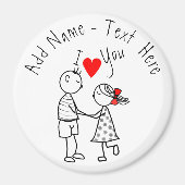Ik hou van je - Cute Couple - Aangepaste tekst / n Magneet (Voorkant)