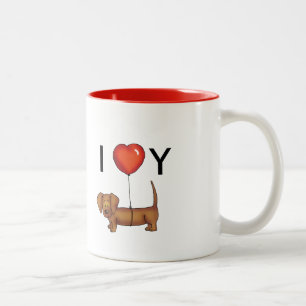 Ik hou van je - Cute Dachshund Valentijn Day gift Tweekleurige Koffiemok