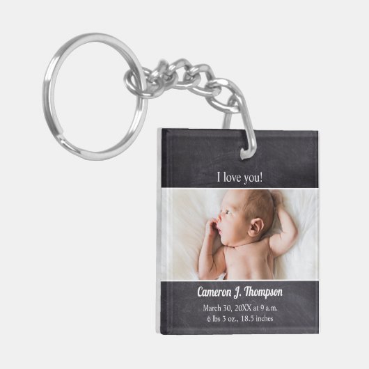 Ik hou van je dat je baby foto maakt sleutelhanger (Voorkant Links)