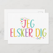 Ik hou van je Deense Jeg elkser graaf- regenboog Briefkaart (Voorkant / Achterkant)