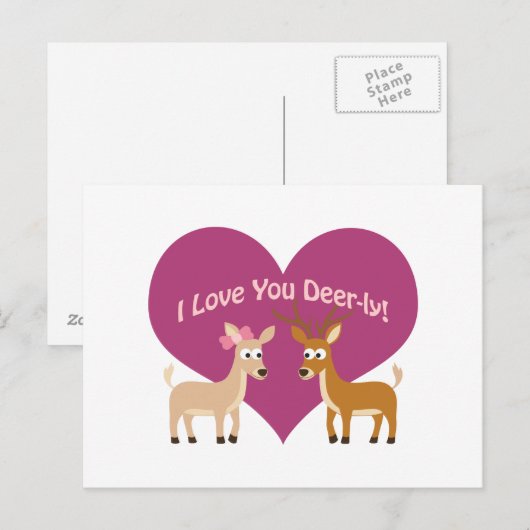 Ik hou van je deer-ly! briefkaart (Voorkant / Achterkant)