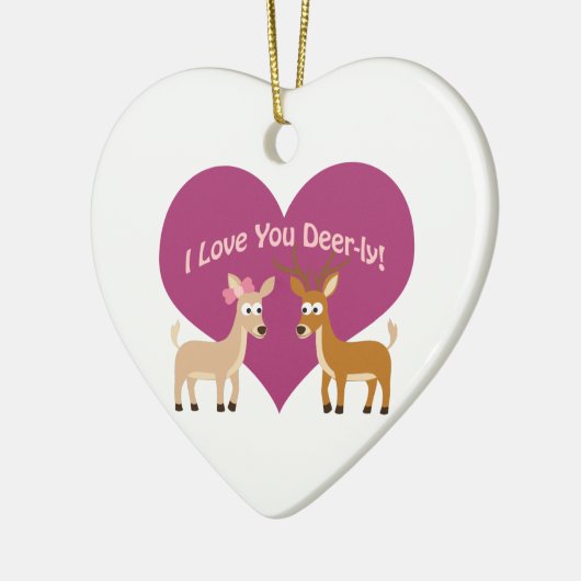 Ik hou van je deer-ly! keramisch ornament (Links)