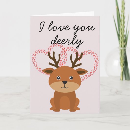 Ik hou van je Deerly Deer Jubileum Valentijnsdag Kaart (Voorkant)