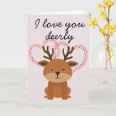 Ik hou van je Deerly Deer Jubileum Valentijnsdag Kaart (Gele Bloem)
