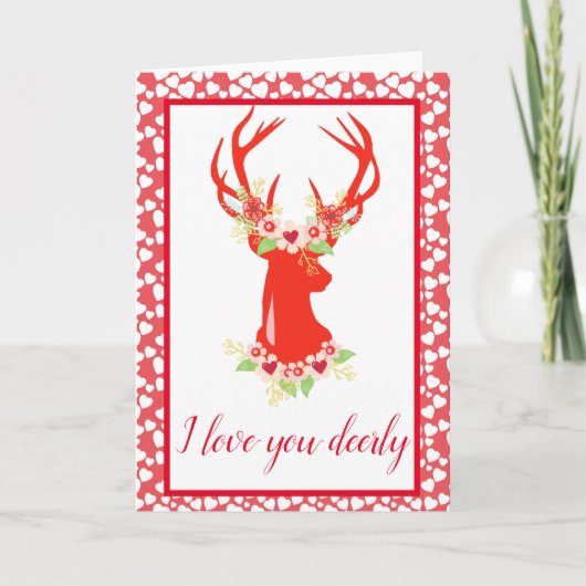 Ik hou van je Deerly Deer Jubileum Valentijnsdag Kaart (Voorkant)