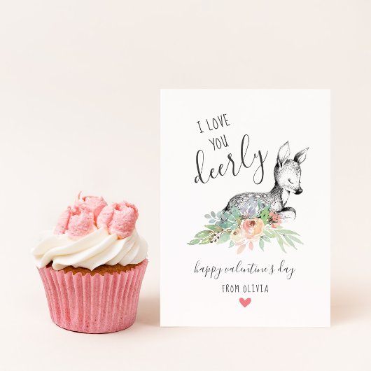 Ik hou van je Deerly Kinder klaslokaal Valentijns Feestdagenkaart