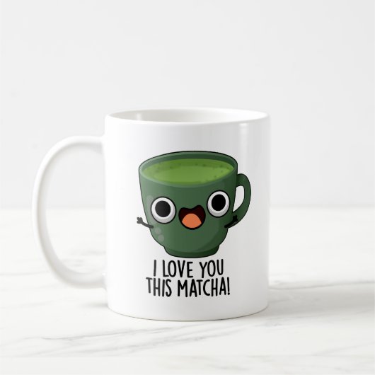Ik hou van je deze matcha grappige Drink puns Koffiemok (Links)