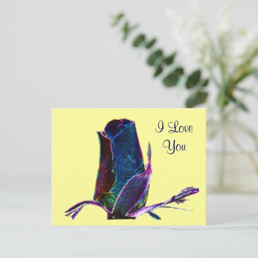 Ik hou van je digitale Rosebud Flower Photo Briefk Briefkaart (Staand voorkant)