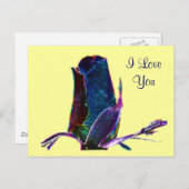 Ik hou van je digitale Rosebud Flower Photo Briefk Briefkaart (Voorkant / Achterkant)