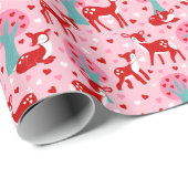 Ik hou van je dikke Valentijnsdag Deer Pattered Cadeaupapier (Rol Hoek)