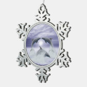 Ik hou van je dolfijnen tin sneeuwvlok ornament (Rechts)