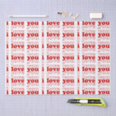 Ik hou van je drievoudige rode typografie Valentin Tissuepapier (Craft)