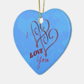 Ik hou van je dubbele hartenversiering keramisch ornament (Links)