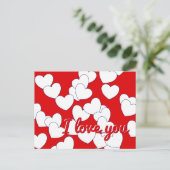 'Ik hou van je' Editable Text, Red, White Hearts L Briefkaart (Staand voorkant)