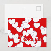 'Ik hou van je' Editable Text, Red, White Hearts L Briefkaart (Voorkant / Achterkant)
