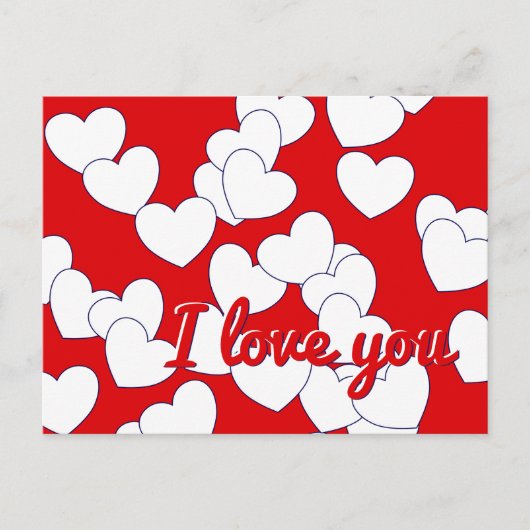 'Ik hou van je' Editable Text, Red, White Hearts L Briefkaart (Voorkant)