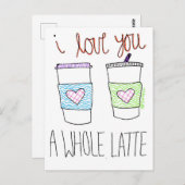 Ik hou van je een hele latte briefkaart (Voorkant / Achterkant)