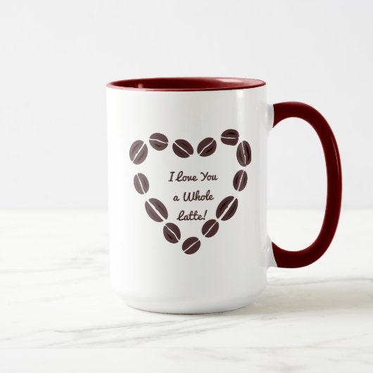 Ik hou van je een hele latte koffie bonen hart mok (Rechts)