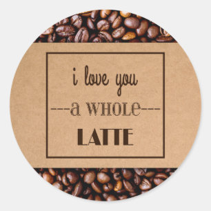 "Ik hou van je een Hele latte" koffie Sleeve en bo Ronde Sticker
