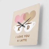 Ik hou van je een laatste aangepaste Initialen kof Vierkante Klok (Hoek)