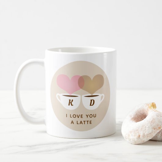 Ik hou van je een laatste aangepaste monogram Init Koffiemok (Met donut)