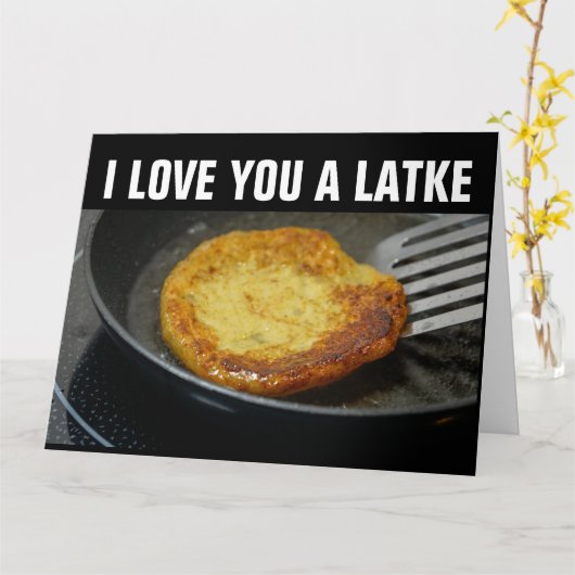 IK HOU VAN JE, EEN LATKE Hanukkah wenskaarten Kaart (Gele Bloem)