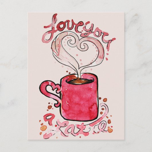 Ik hou van je, een latte briefkaart (Voorkant)