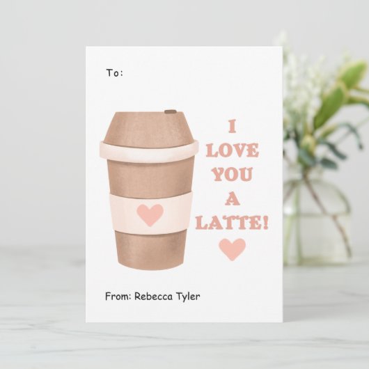 Ik hou van je, een Latte Classroom Roze Valentijns Feestdagenkaart (Staand voorkant)