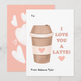 Ik hou van je, een Latte Classroom Roze Valentijns Feestdagenkaart