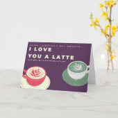 Ik hou van je een Latte Coffee Lover Valentijn Kaart (Gele Bloem)