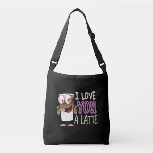 Ik hou van je, een latte crossbody tas (Voorkant)