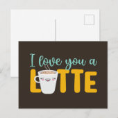 Ik hou van je een latte Cute Pun Funny Valentijnsd Briefkaart (Voorkant / Achterkant)