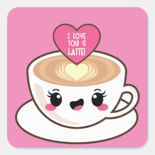 Ik hou van je een latte emoji vierkante sticker