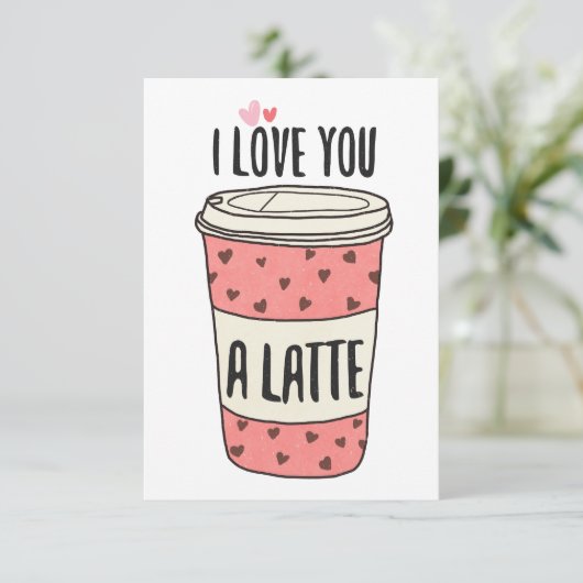 Ik hou van je, een latte flat met dank je kaart (Staand voorkant)