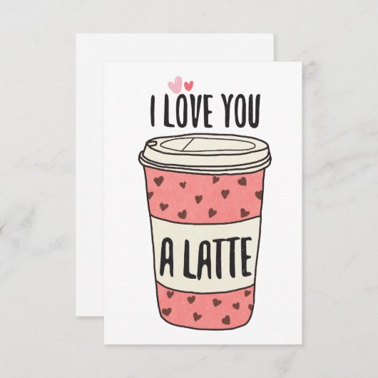 Ik hou van je, een latte flat met dank je kaart (Voorkant / Achterkant)