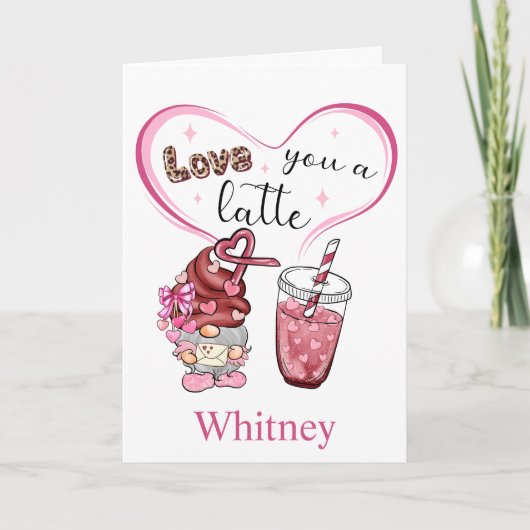 Ik hou van je, een Latte Funny Coffee Valentijnsda Feestdagen Kaart (Voorkant)