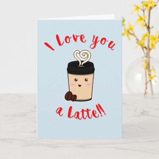 Ik hou van je, een latte kaart (Gele Bloem)