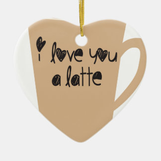 Ik hou van je, een latte keramisch ornament