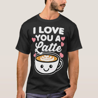 Ik hou van je, een latte koffie, harten Valentijns T-shirt