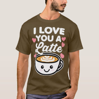 Ik hou van je, een latte koffie, harten Valentijns T-shirt