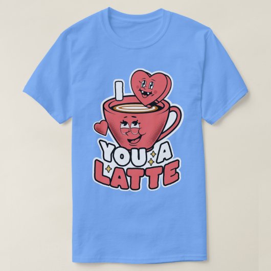 Ik hou van je, een latte koffie hartlette, de vale t-shirt (Design voorkant)