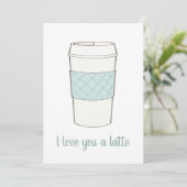 Ik hou van je een Latte koffiebeker Valentijn Feestdagenkaart (Staand voorkant)