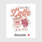 Ik hou van je een latte retro groovy Valentijnse  Sticker (Vel)